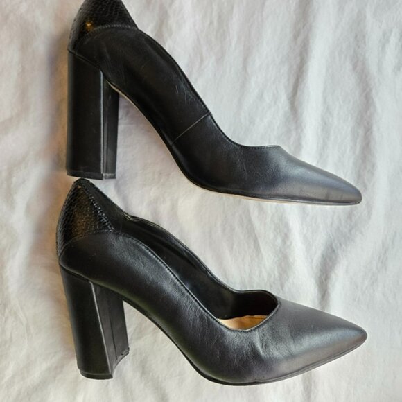 Nine West Aileen Block Heel sz 7.5 Black Snakeskin - Picture 9 of 10